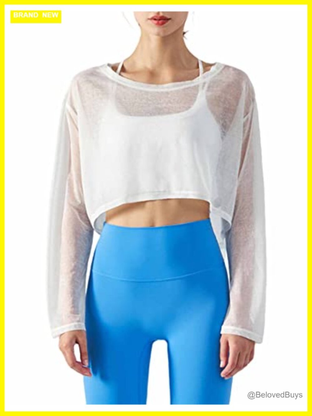 Perbai Womens UPF 50+ Mesh Crop Top Long Sleeve Workout Yoga Sun Shirt